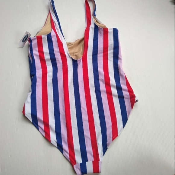 OLD NAVY Women's XL red blue striped One Piece Swimsuit - Picture 3 of 8